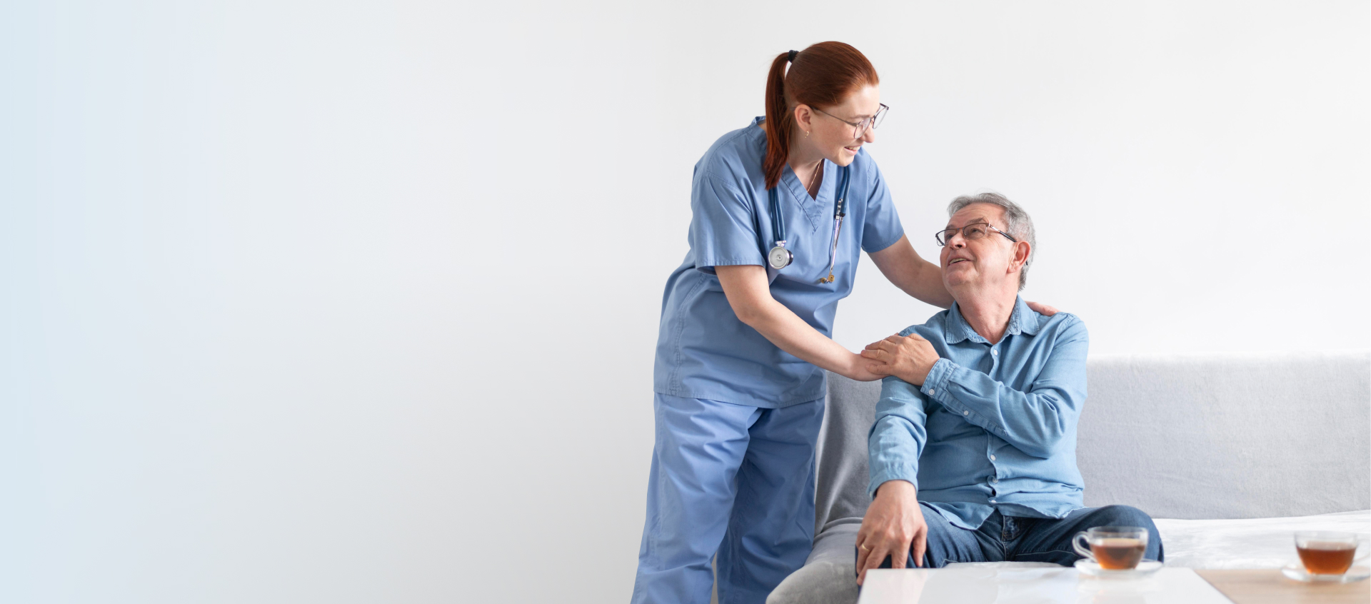 An SM24 nurse supporting a resident at home